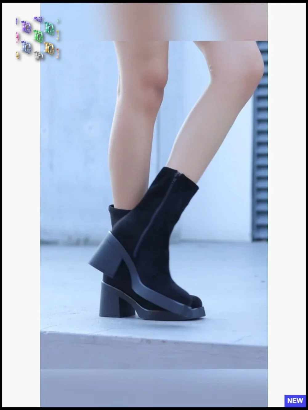 Slouchy Square Toe Chunky Block Heel Mid Ankle Booties Side Zipper Suede
